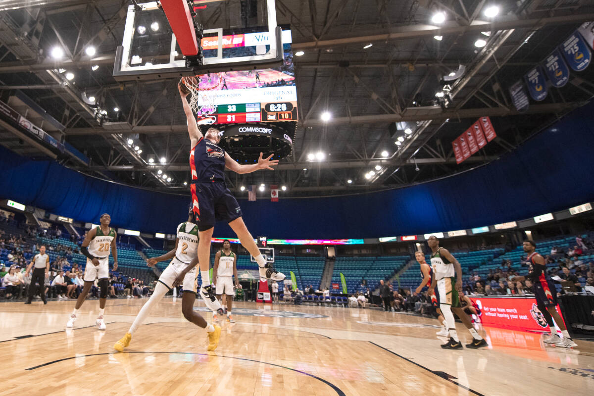 Despite the efforts of Thomas Kennedy (above), Saskatchewan Rattlers defeated Fraser Valley Bandits, 86-77, and are now looking for a rematch in Langley Saturday afternoon. ( Canadian Elite Basketball League/Special to Black Press Media)