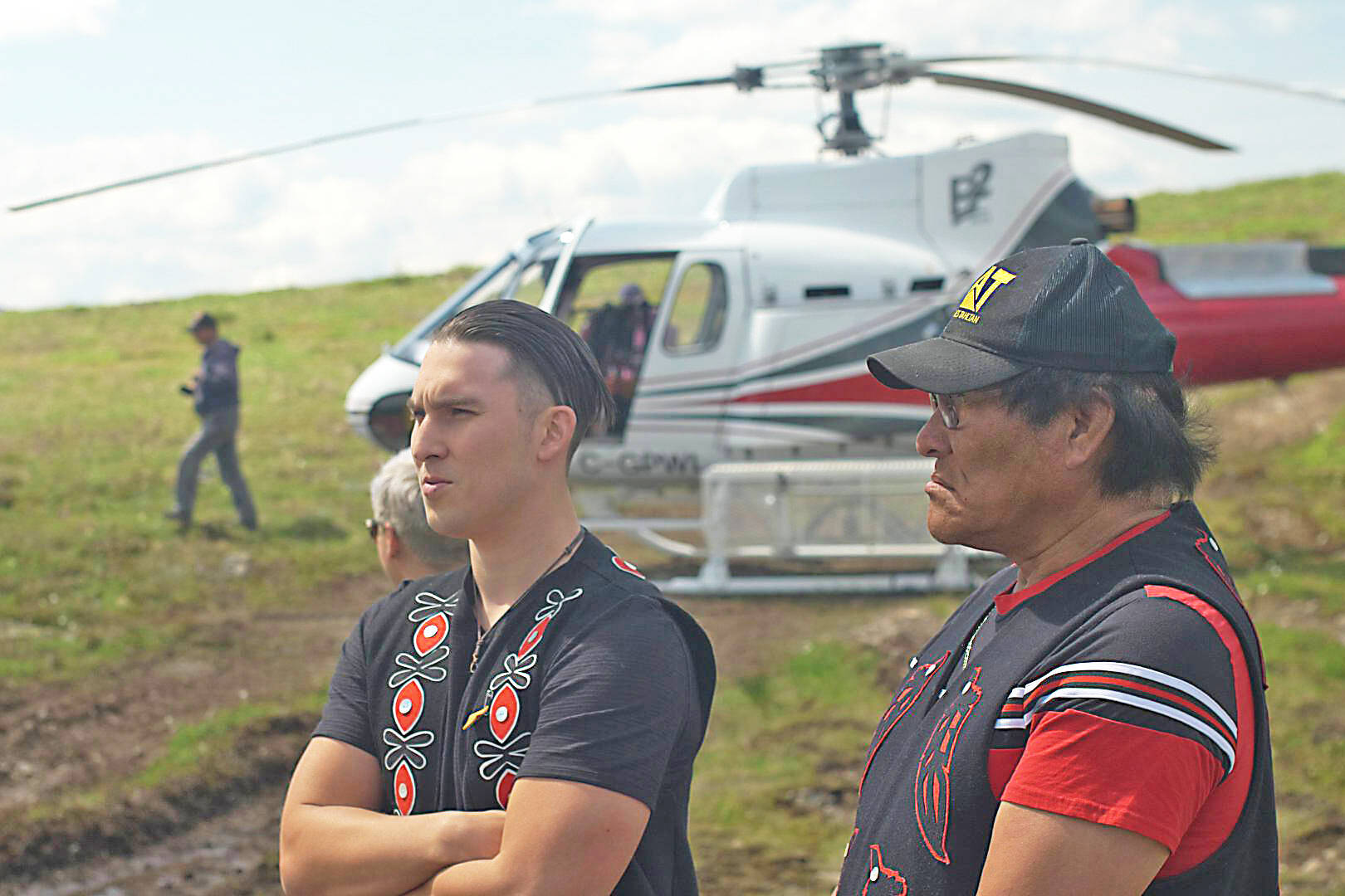 Chad Day (left), president of the Tahltan Central Government visits a mining project in Northwest B.C. (File photo)