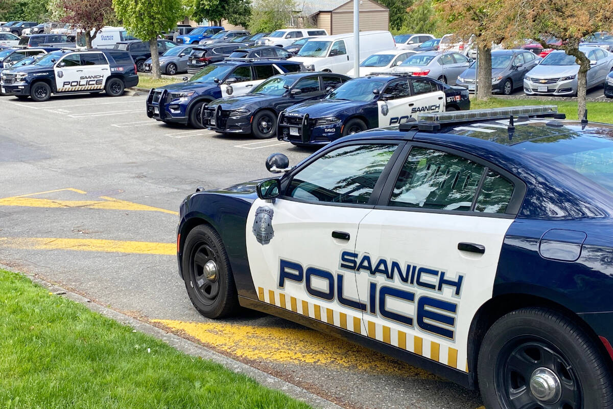 Saanich police officers responding to multiple 911 calls about racing motorcycles Monday evening (June 6) on the Pat Bay Highway were unable to catch the riders. (Don Descoteau/News Staff)