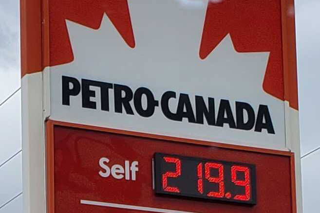 Gas hit the listed price of $2.19.9 at one Vernon service station on 25th Avenue at 43rd Street Thursday, June 2. (Roger Knox/Morning Star).