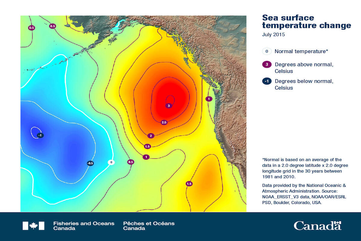 Photo depicting ocean warming and temperature change patterns. (Government of Canada)