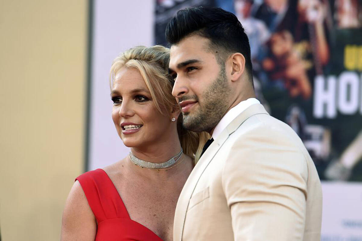 Britney Spears and Sam Asghari arrive at the Los Angeles premiere of “Once Upon a Time in Hollywood,” at the TCL Chinese Theatre, Monday, July 22, 2019. (Photo by Jordan Strauss/Invision/AP, File)