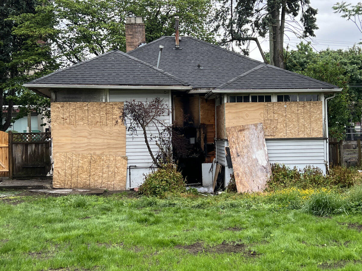Aftermath of a vacant house fire in the 46000-block of Princess Avenue in the early hours of June 10, 2022. (Paul Henderson/ Chilliwack Progress)