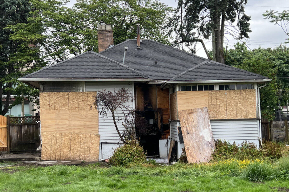Aftermath of a vacant house fire in the 46000-block of Princess Avenue in the early hours of June 10, 2022. (Paul Henderson/ Chilliwack Progress)