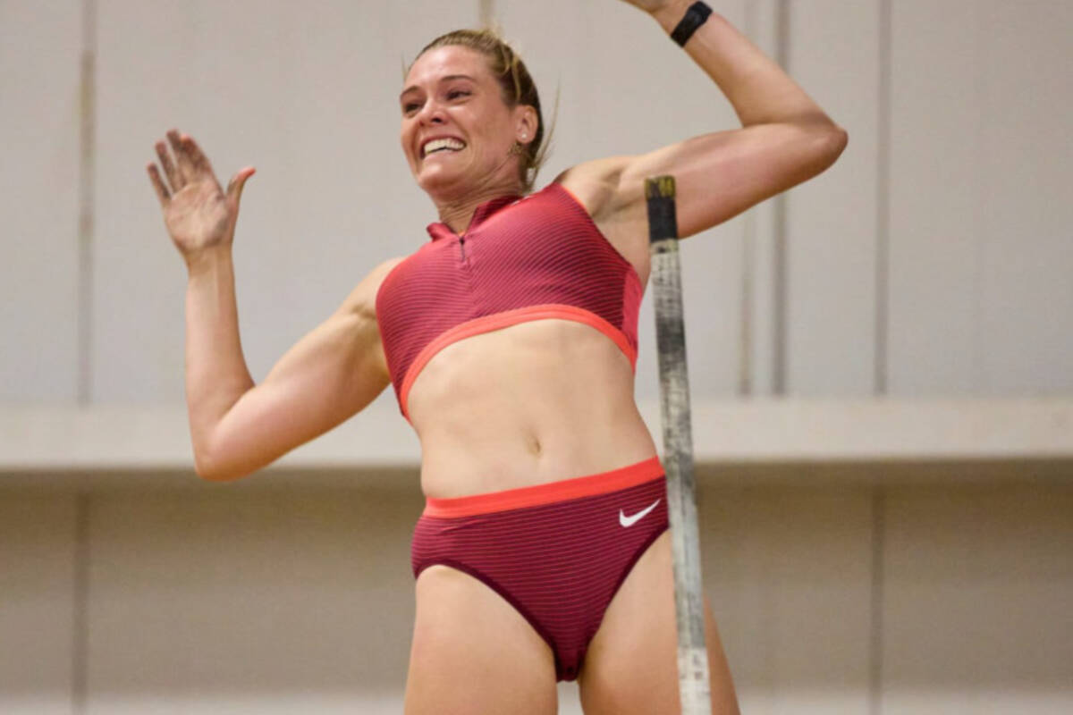 Alysha Newman competes at the Johnny Loaring Classic in Windsor, Ont. on May 21. (Geoff Robins, Mundo Sport Images/Special to Langley Advance Times)