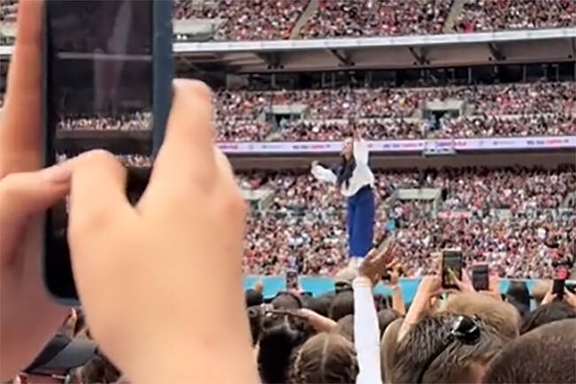 Nanaimo singer Lauren Spencer-Smith took the stage at Wembley Stadium in London, England, on Sunday, June 12, as part of the Summertime Ball show. (Lauren Spencer-Smith/TikTok image)