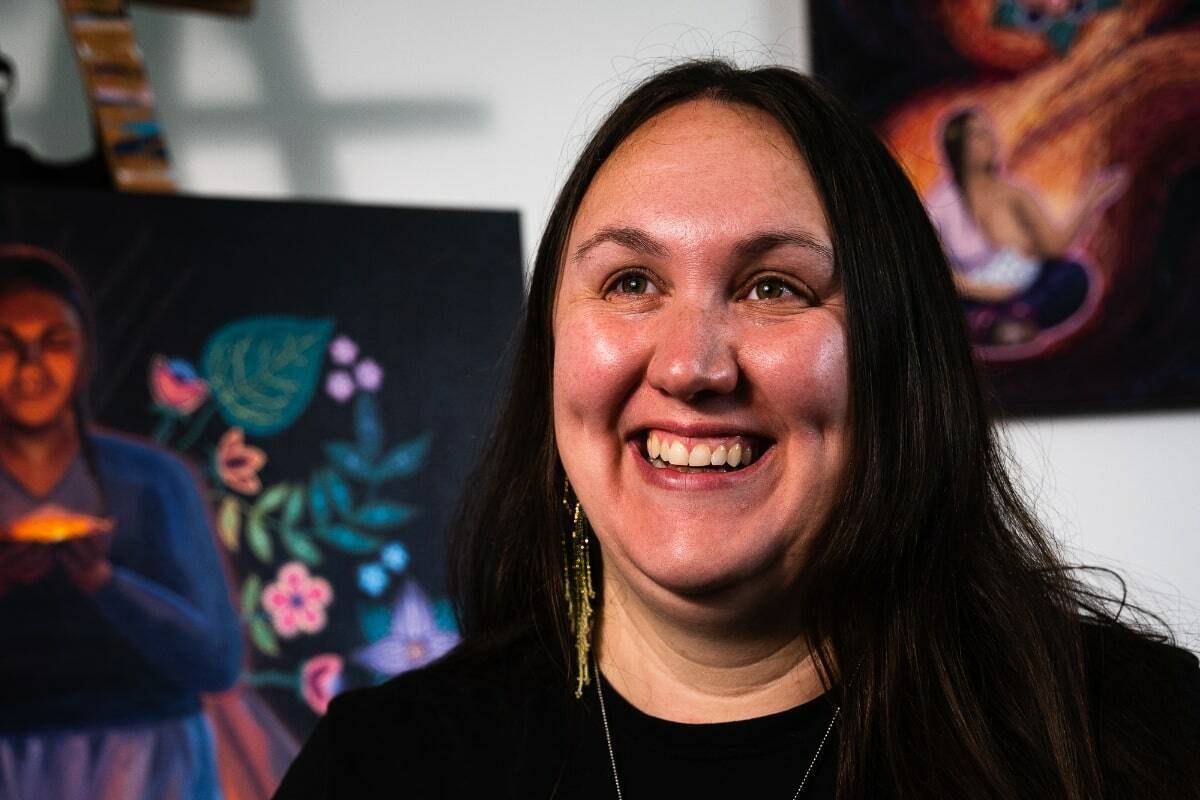 Prince George painter Erin Stagg received a grant for her 12 paintings that celebrate Métis culture in B.C. (Derek Robitaille - Métis Nation British Columbia)