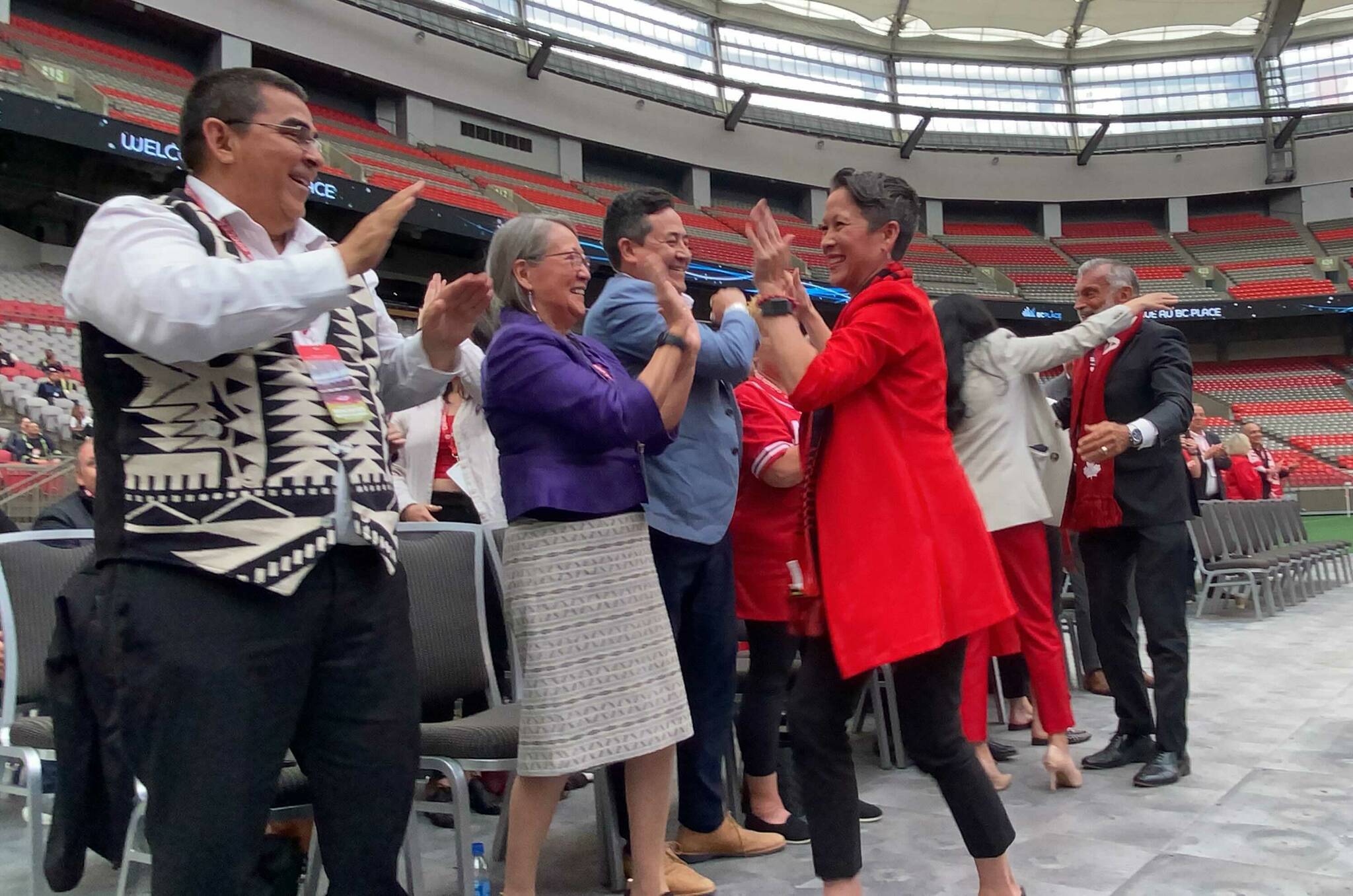 Cheers broke out at B.C. Place on Thursday (June 16, 2022) as Vancouver was selected as a 2026 FIFA World Cup host city as part of a North American joint bid. (Cole Schisler/Black Press Media)