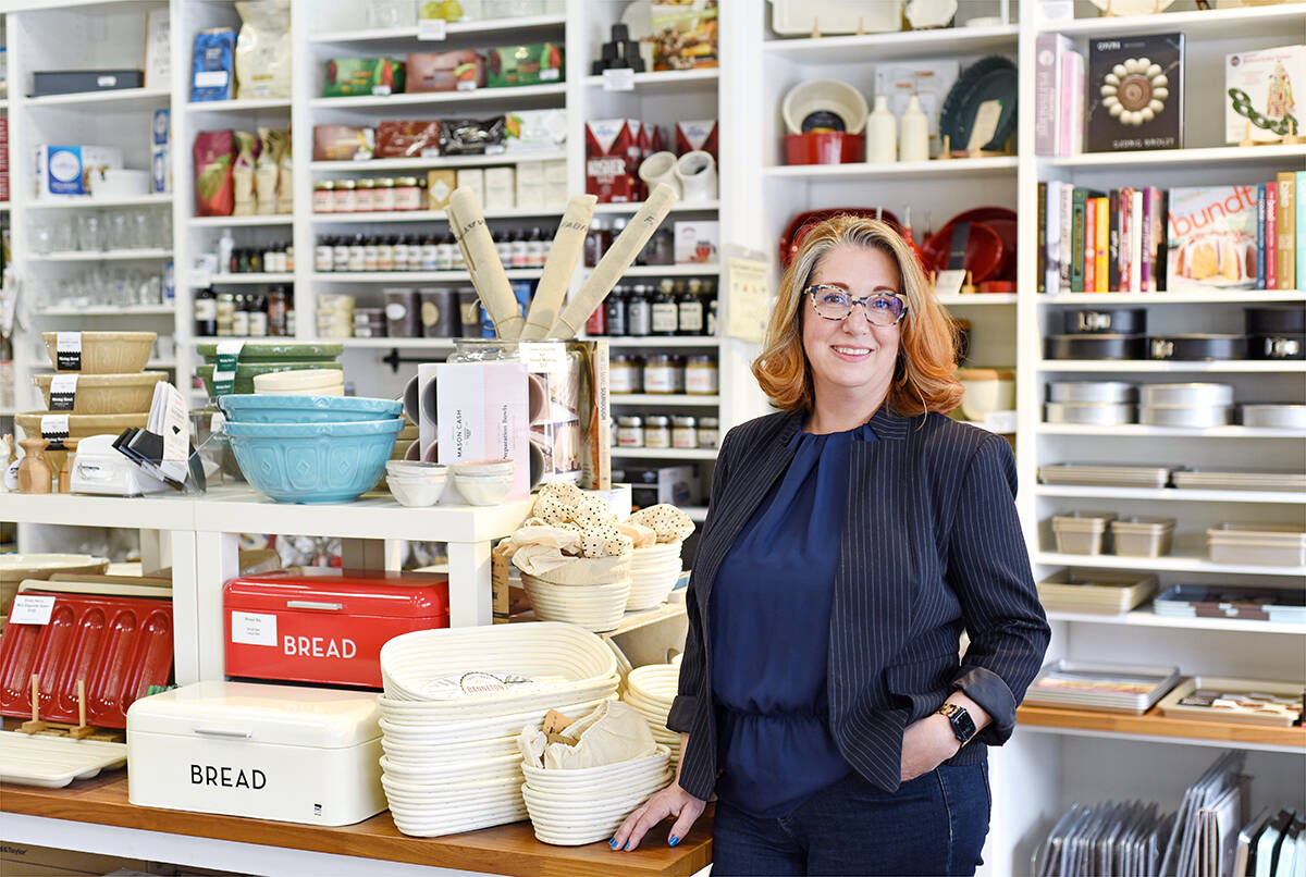 April 26, 2022 -Julia House photographed in her kitchen/cooking goods shop Ma Maison for Boulevard magazine. Don Denton photograph.