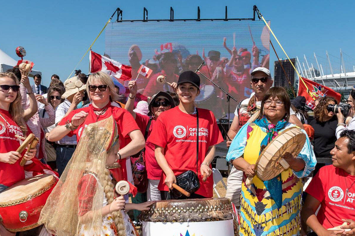 Drummers celebrate Canada’s 150th birthday in 2017. Courtesy of the CDD website.