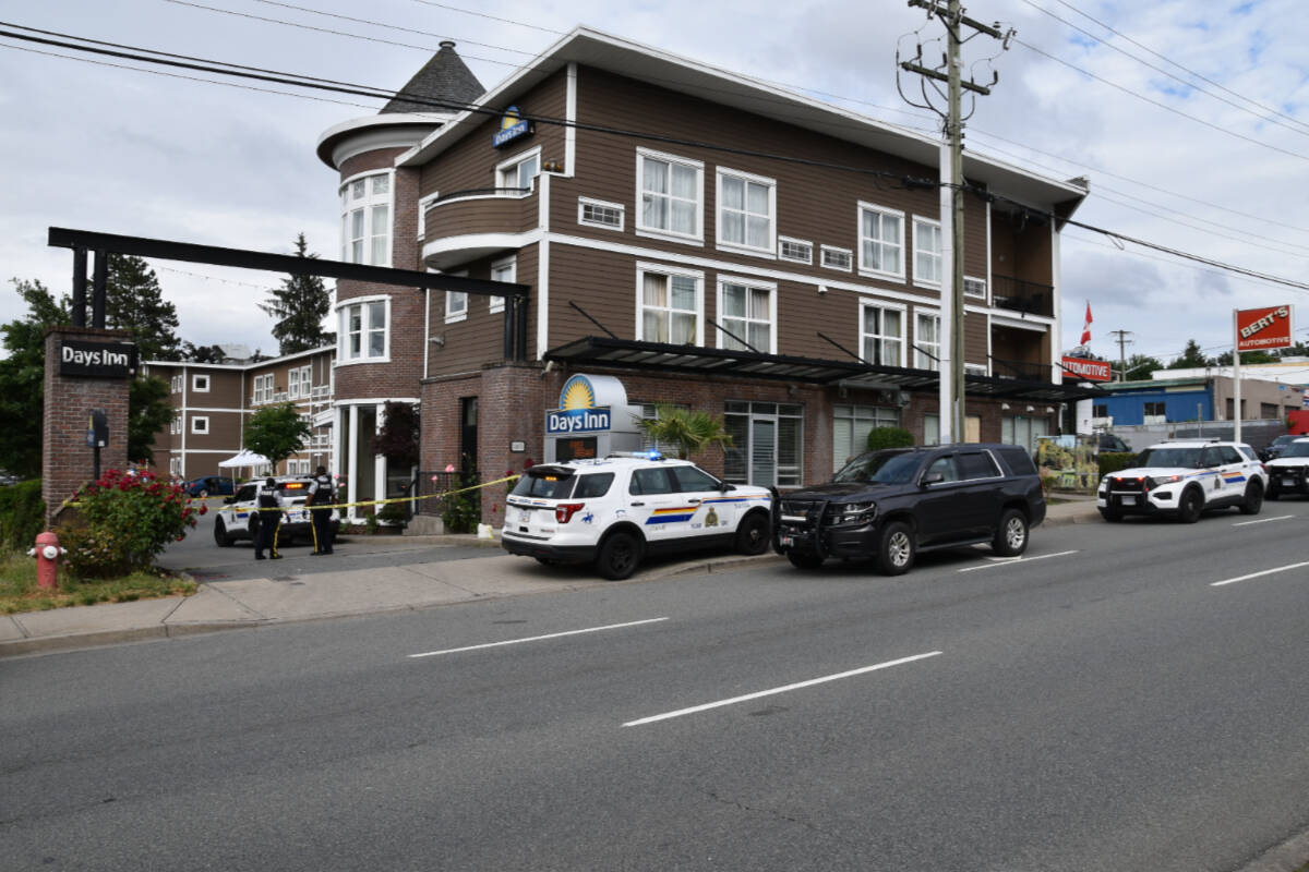 The Integrated Homicide Investigation Team is investigating a fatal shooting at a Surrey hotel Monday (July 4) after Surrey RCMP were called for reports of shots fired. (Photo: Curtis Kreklau)