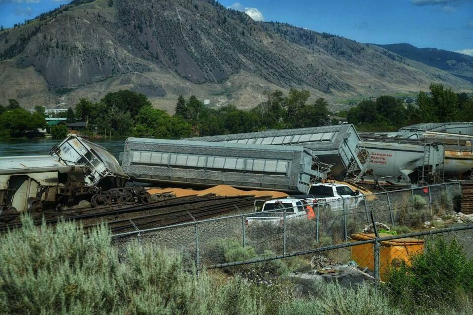 A train derailed in the Mission Flats area in Kamloops on Wednesday afternoon. (Dave Eagles/KTW)