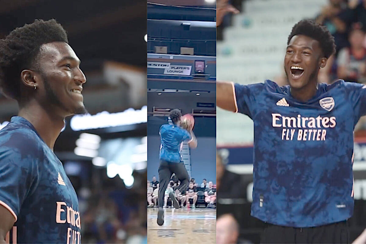 Maple Ridge’s Malcolm Williams looked relaxed and confident as he made back-to-back shots at the Fraser Valley Bandits Sunday, July 17 games to claim a double prize of a Flair Airlines trip the league championships, plus a year of free flights anywhere the airline flies. (CEBL)