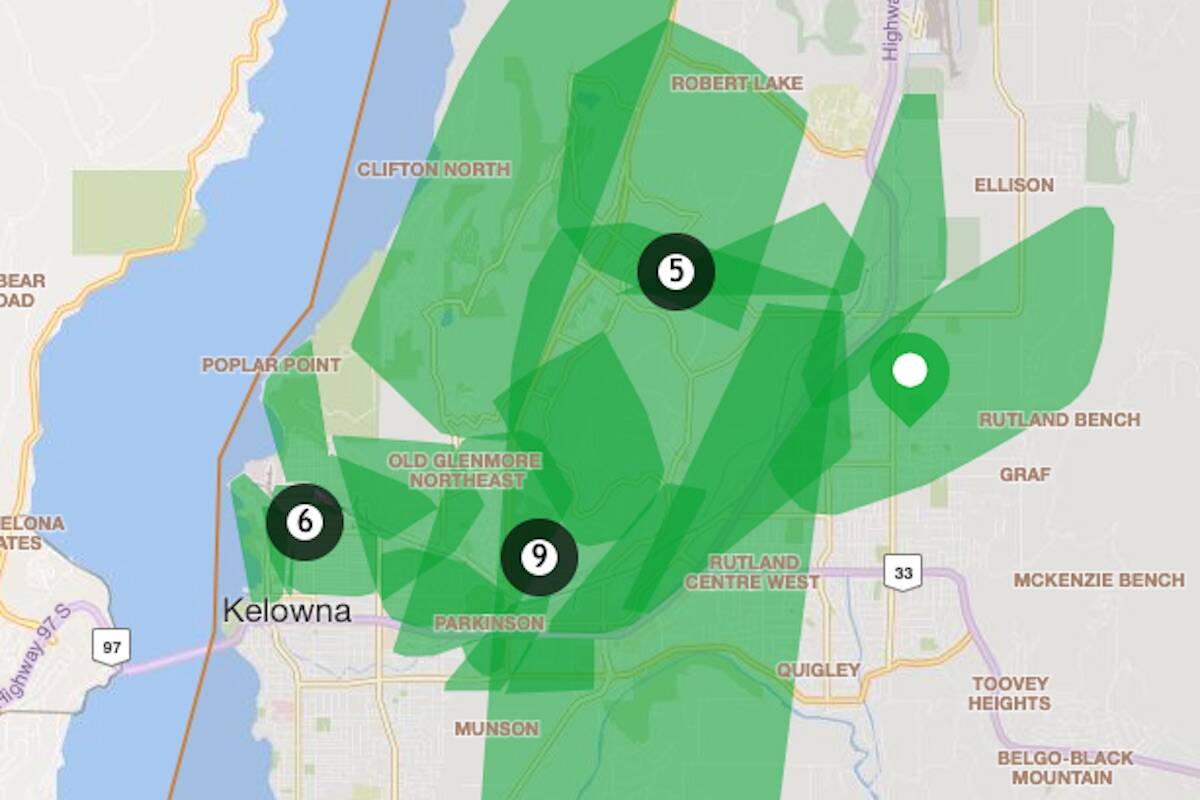 More than 30,00 FortisBC customers were affected at the height of the short power outage. (Photo/FortisBC)