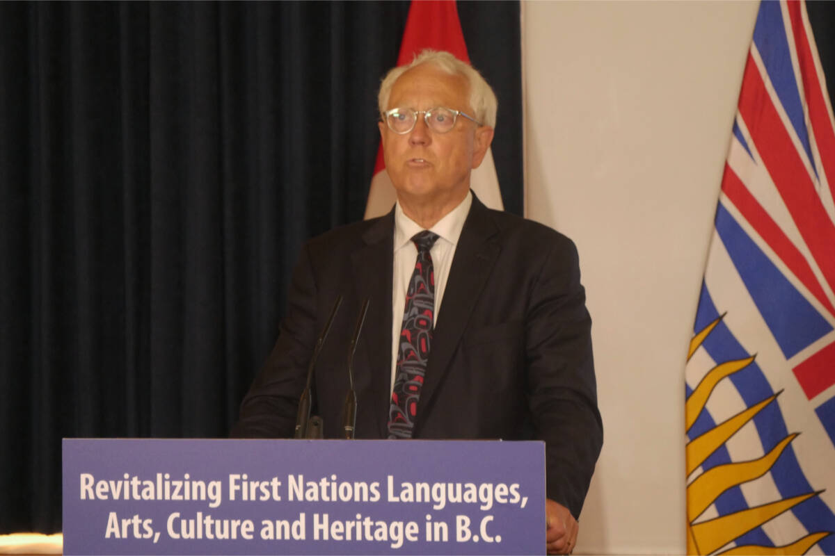 Indigenous Relations and Reconciliation Minister Murray Rankin, photographed during a funding announcement at the legislature in June 14, is the new acting attorney general and housing minister. (Black Press Media file photo)