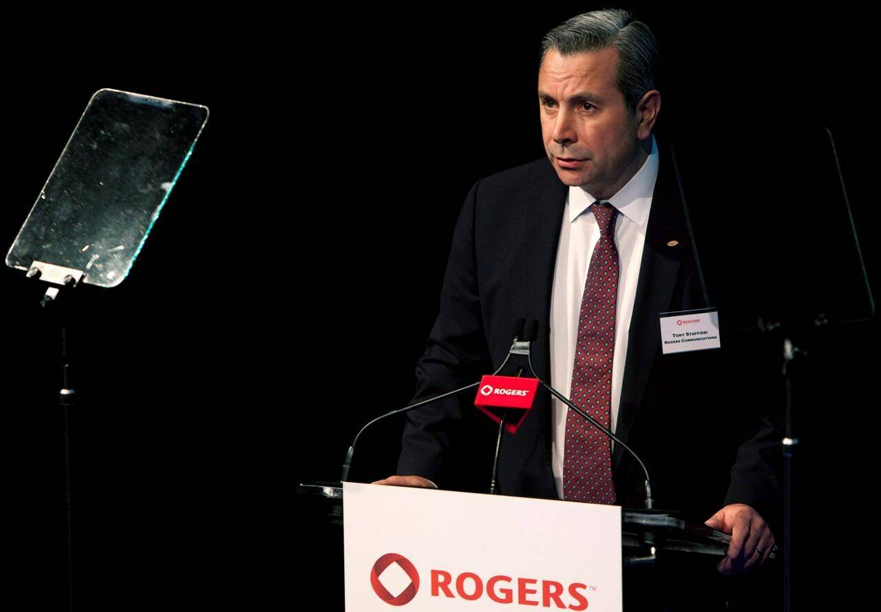 Tony Staffieri speaks at the Rogers annual general meeting in Toronto on Monday, April 23, 2013. THE CANADIAN PRESS/Matthew Sherwood