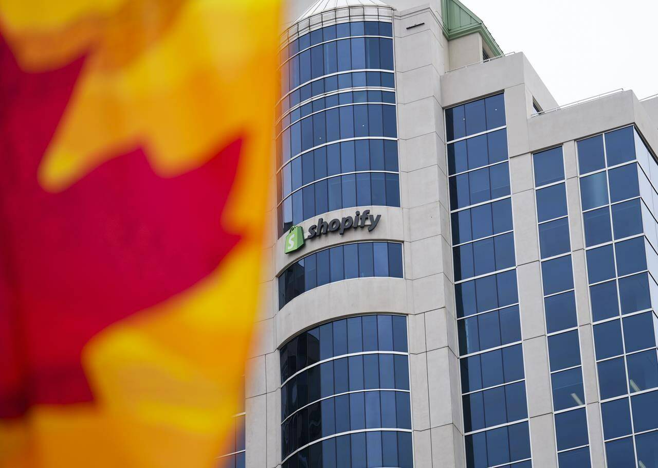 Shopify Inc. says it will layoff 10 per cent of its workforce because the company misjudged the growth of e-commerce. Shopify Inc. headquarters signage in Ottawa on Tuesday, May 3, 2022. THE CANADIAN PRESS/Sean Kilpatrick