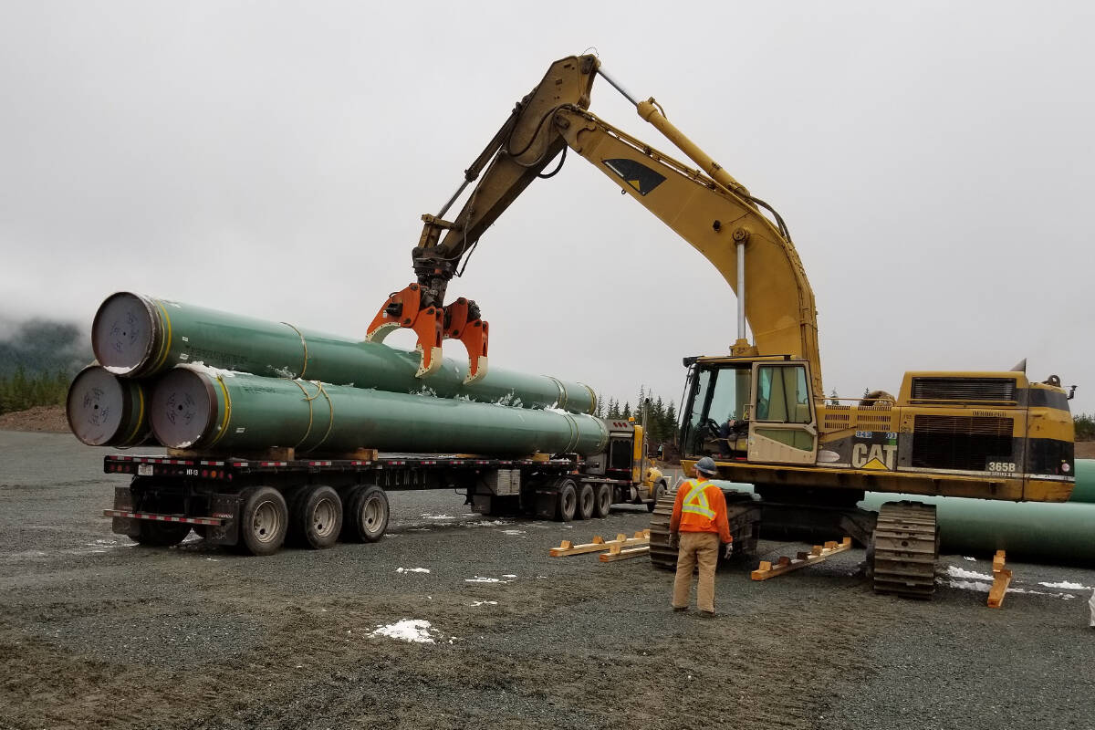 A photo of work in progress in 2019 on the Coastal Gas Link pipe which is meant to carry natural gas from Dawson Creek to the LNG Canada facility in Kitimat. (File photo)
