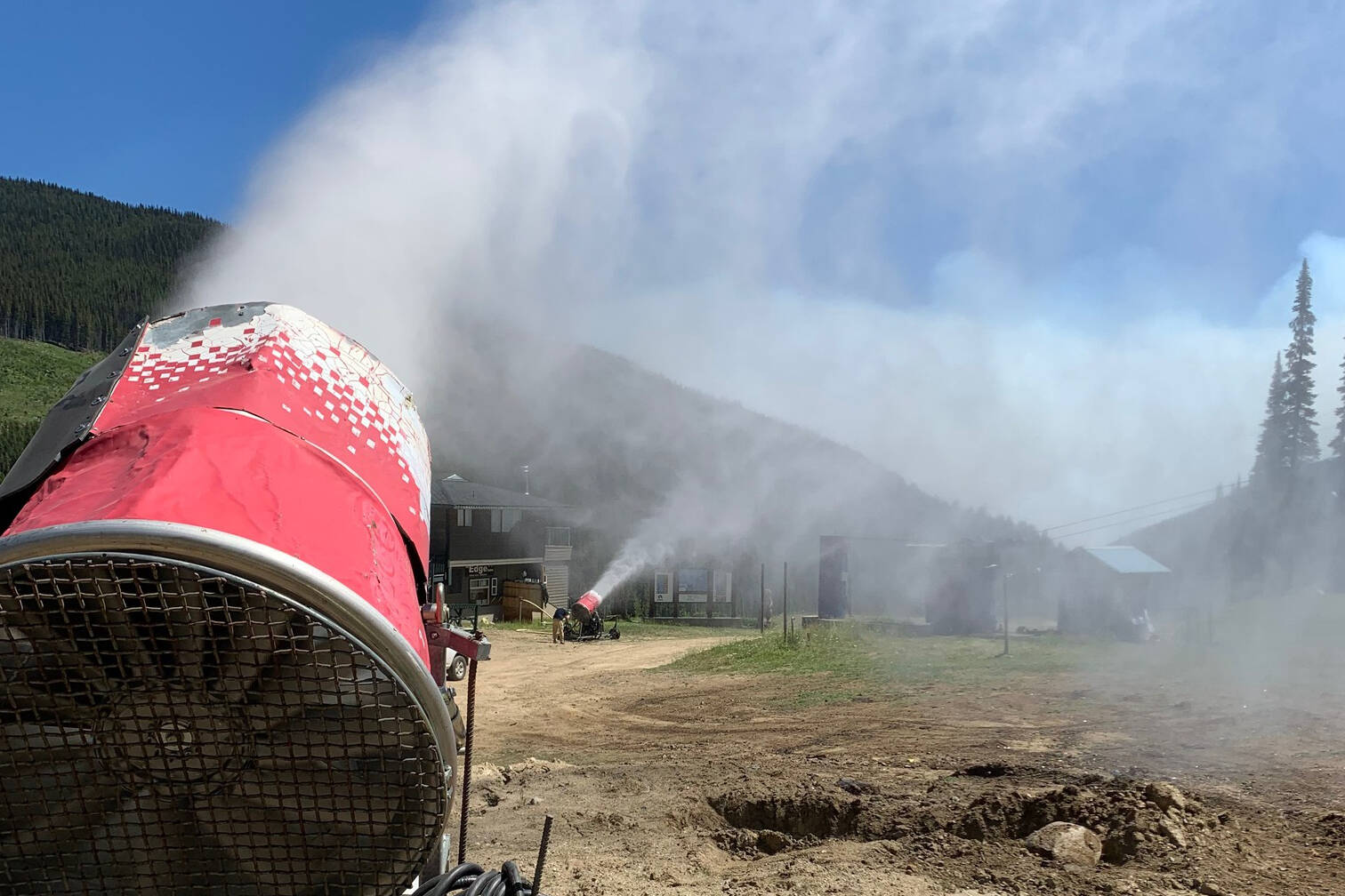 The snow making machines are primed and ready to fight the Keremeos Creek wildfire if the blaze starts threatening the popular ski village. (Apex Mountain Resort)
