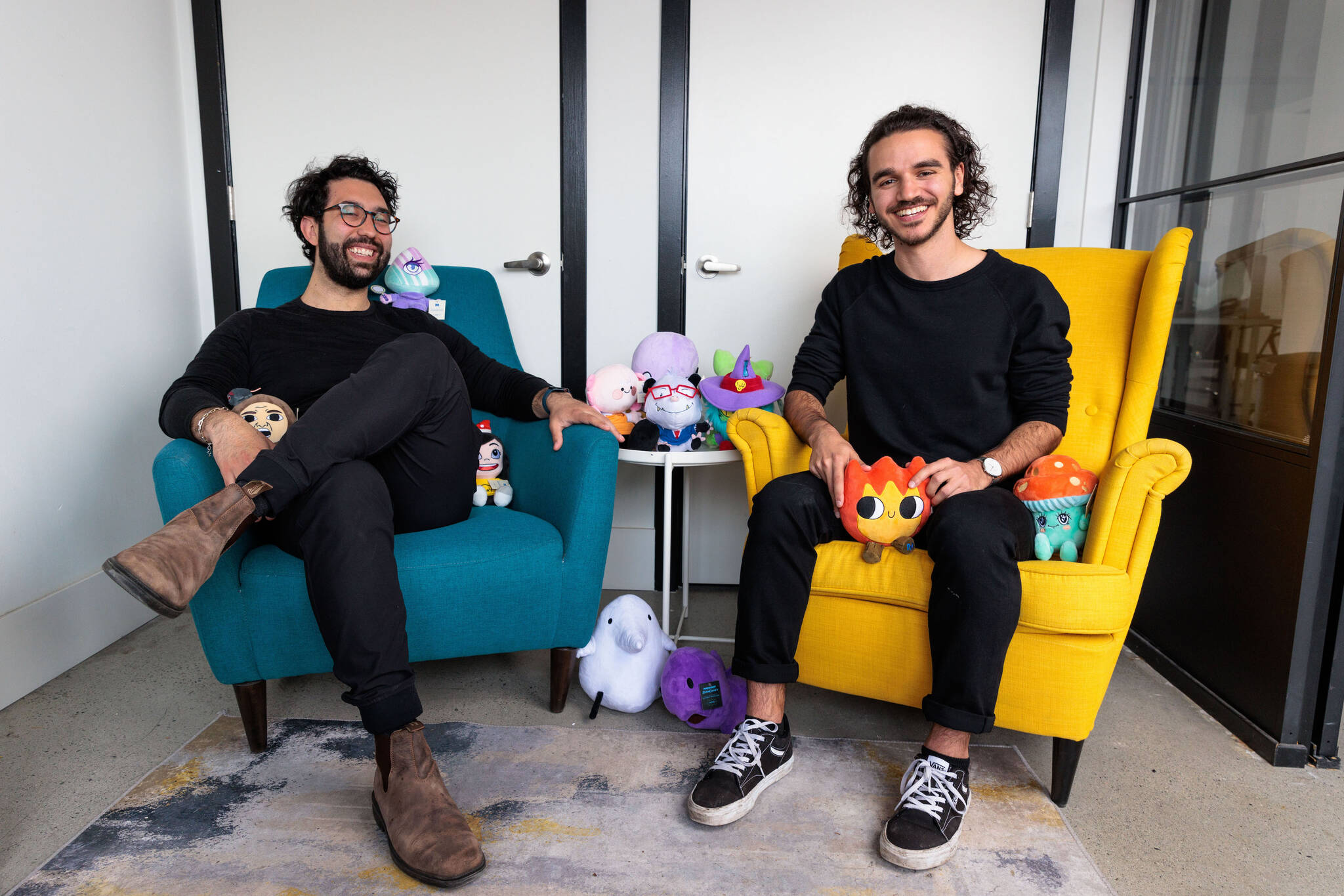 The co-founders of Makeship, Pablo Eder (left) Rakan Al-Shawaf (right), pictured with Makeship plushies (photo provided by Rachael D’Amore).