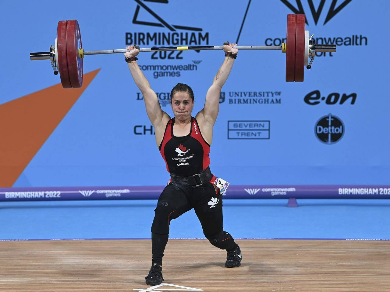 Canada’s Maude Charron is shown in action during the Women’s 64kg Final at the Commonwealth Games in Birmingham, England, Monday, Aug. 1, 2022. THE CANADIAN PRESS/AP/Rui Vieira