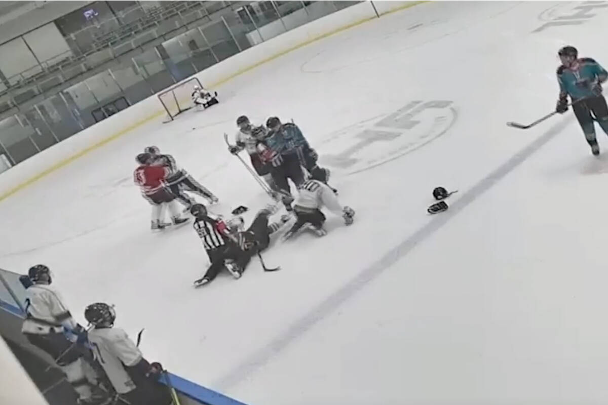 Video captured on live-stream shows one player kicking another in the face with the blade of his skate. (LiveBarn video)