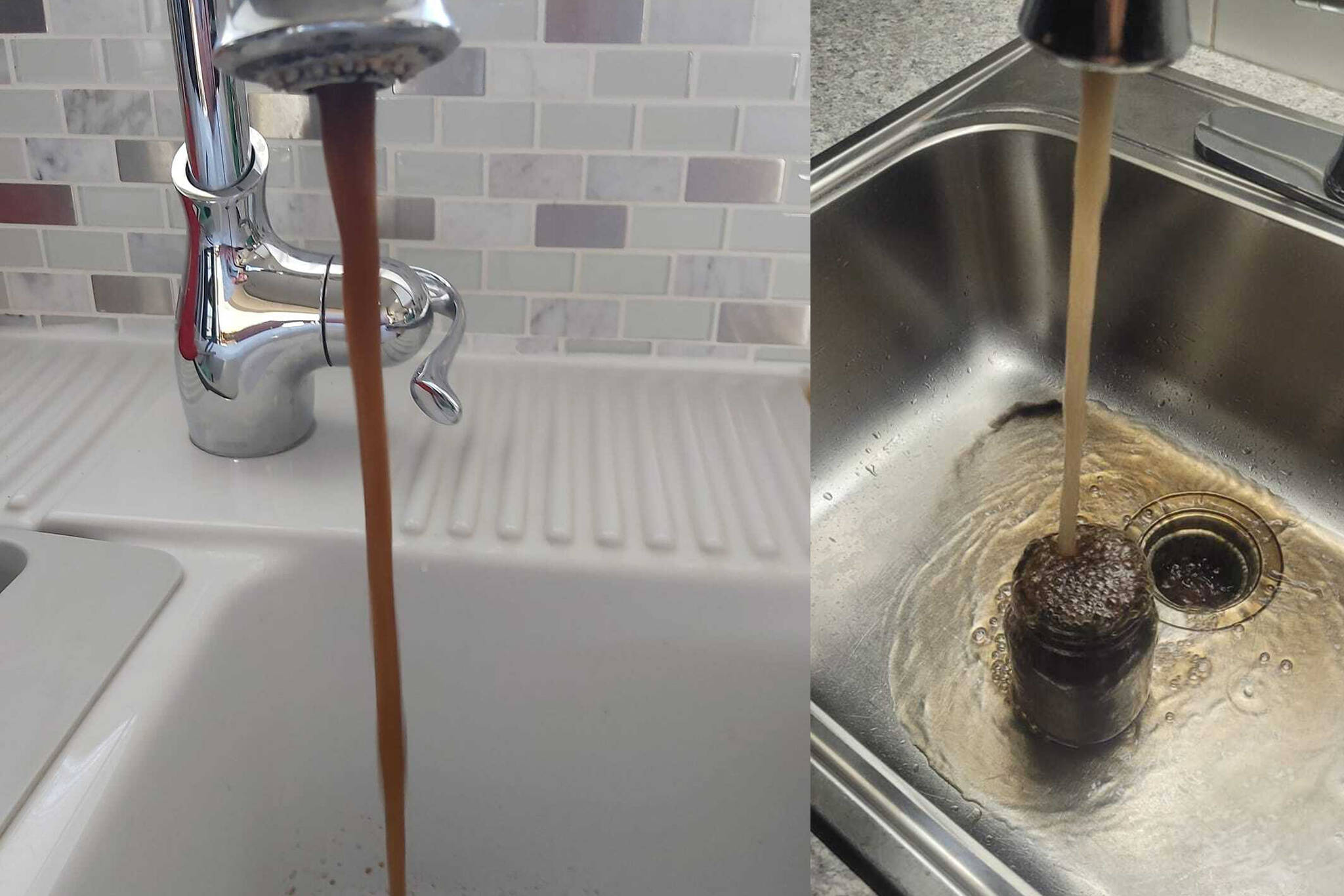 Residents in Osoyoos are being warned to boil their water before drinking. Some residents didn't need that warning as they took to social media to share images of their brown water. (Facebook)