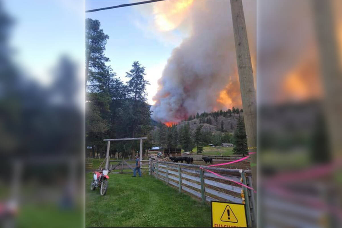 A photo from the Cedar Creek Ranch near Olalla on Aug 3. Volunteers assisted firefighters until the early hours of the morning to protect the ranch. The cattle ranch is still standing thanks to all the firefighters and helping hands of the community. (Facebook)