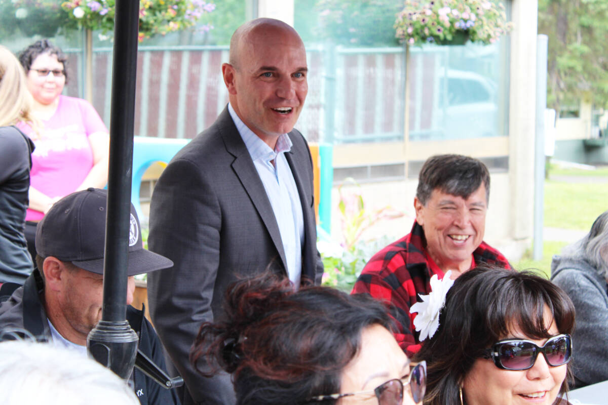 Nathan Cullen, minister responsible for immigration, during a summer 2022 art unveiling at the Bulkley Valley District Hospital. Cullen recently met with the federal government asking for more control over immigration for the province. (Thom Barker photo)