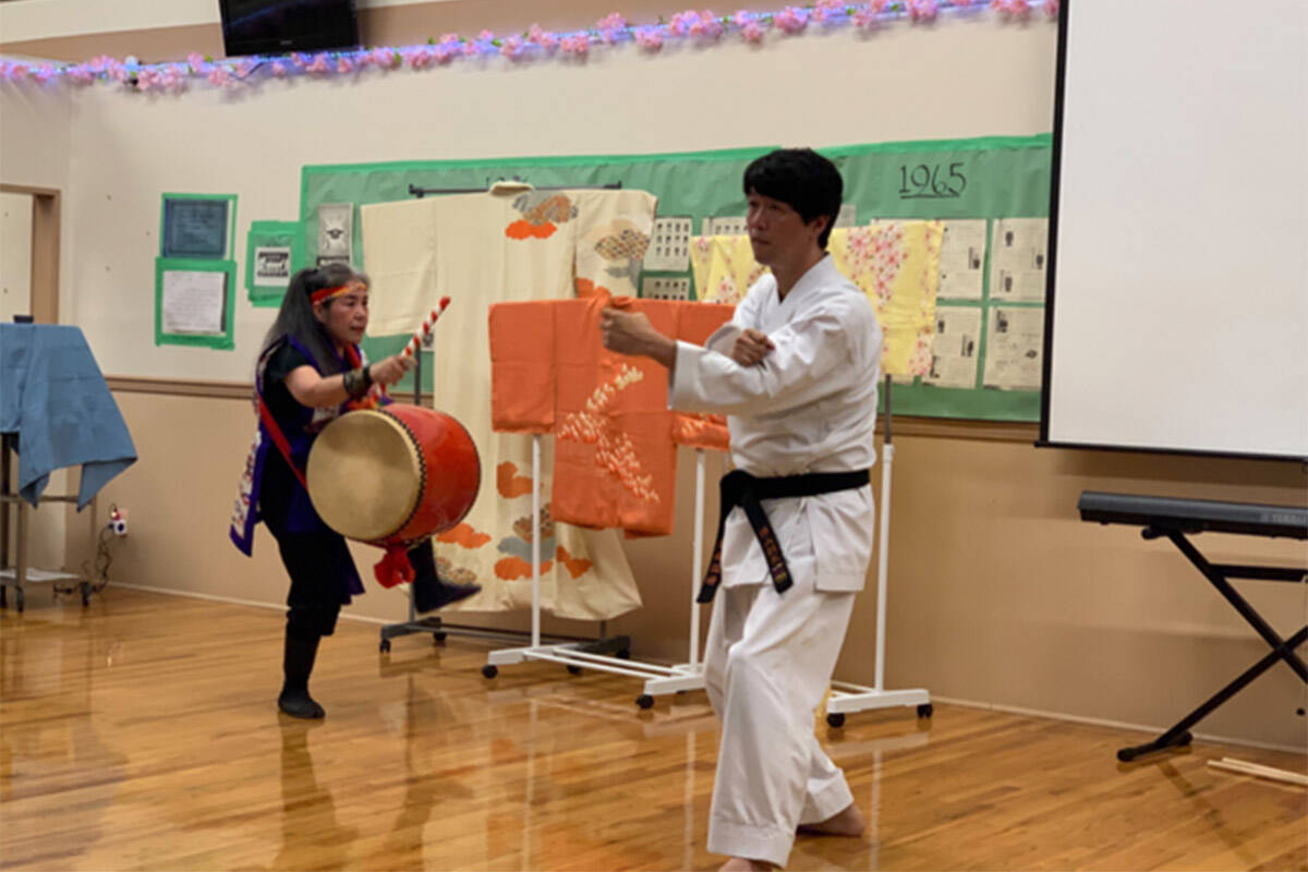Sota Yuyama performed karate kata for the 80th anniversary of Japanese Canadians in Greenwood event on July 16. (Photo: Patrick Li.)