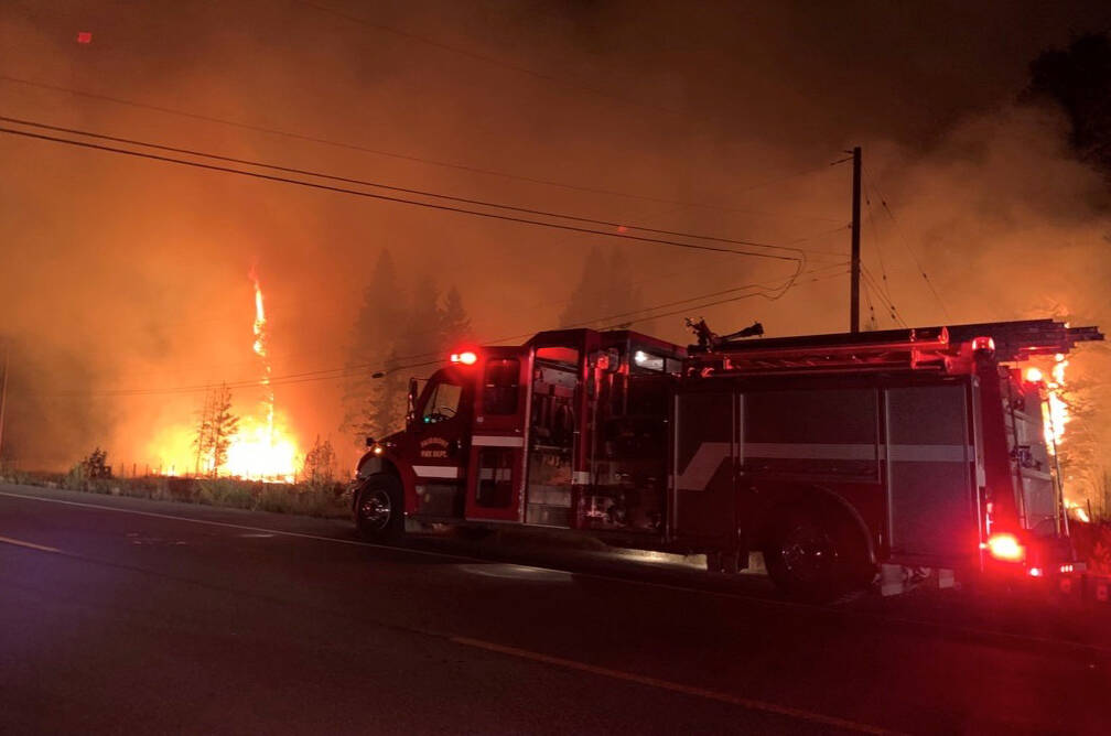 x
Emergency personnel were on the scene of a wildfire near Fairmont Tuesday evening. (BC Wildfire Service photo)