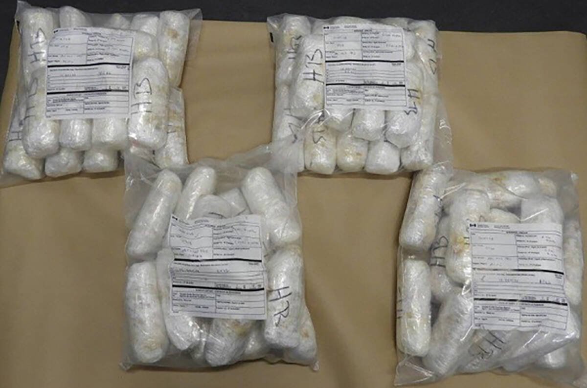 Canada Border Services Agents found 33-kg of methamphetamine in a tractor-trailer entering Surrey from the U.S. The driver of the vehicle has now been charged with four years in prison. (BC RCMP handout photo)