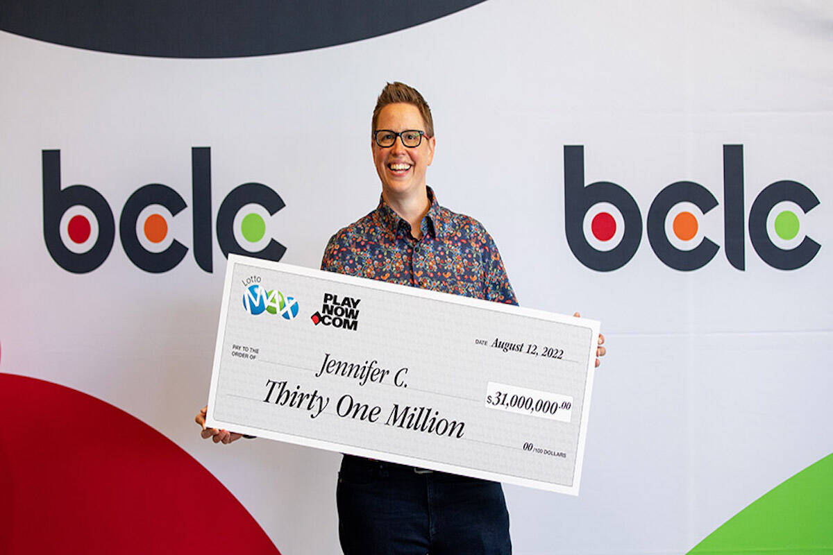 Jennifer Cole of West Kelowna won $31M on the Lotto Max draw through her PlayNow.com account. (Photo/BCLC)