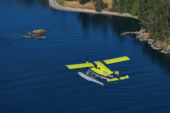 The historic De Havilland Beaver, retrofitted in 2019 to operate using 100 per cent electricity, flew 45 miles from Richmond to North Saanich on Aug. 18. (Harbour Air/Twitter)