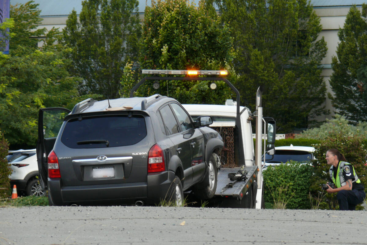 A 40-year-old driver died at the scene of a crash at 192nd Street and the Langley Bypass just before midnight Friday, Aug. 19 (Dan Ferguson/Langley Advance Times)