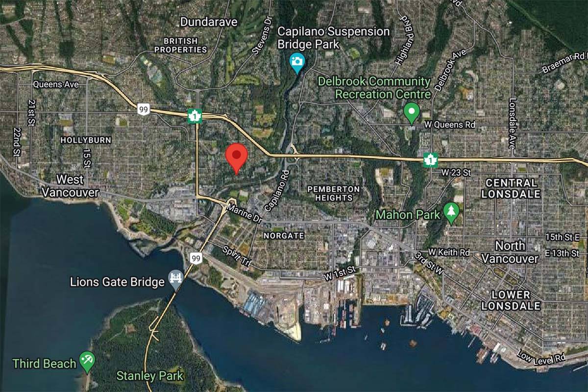 A car crash in the 400-block of Keith Road in West Vancouver sent 10 people to hospital Aug. 20, two of whom reportedly died of their injuries. (Google Maps)