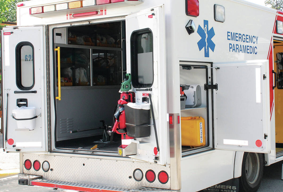 The back of a BC Emergency Health Services ground ambulance. (Black Press file photo)