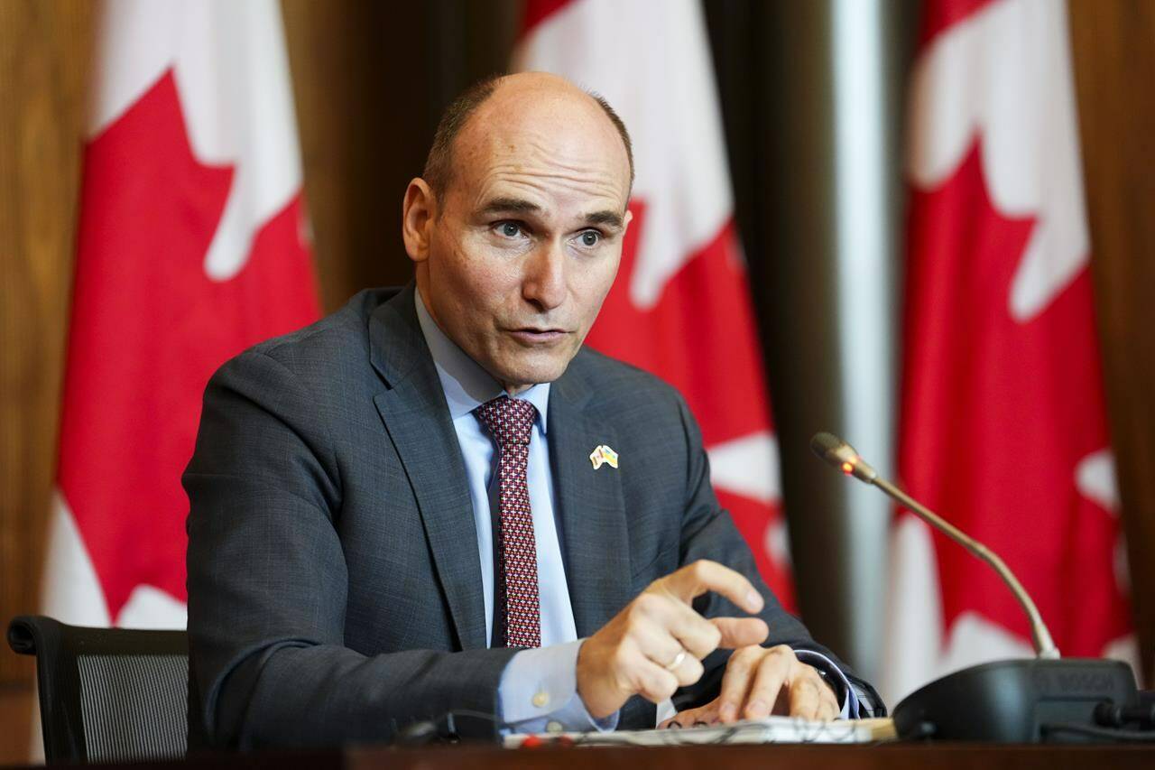 Health Minister Jean-Yves Duclos makes a funding announcement during a press conference in Ottawa on Wednesday, May 11, 2022. Duclos has appointed Leigh Chapman to the newly reinstated role of chief federal nursing officer to offer input on the many issues facing Canada’s health systems.THE CANADIAN PRESS/Sean Kilpatrick