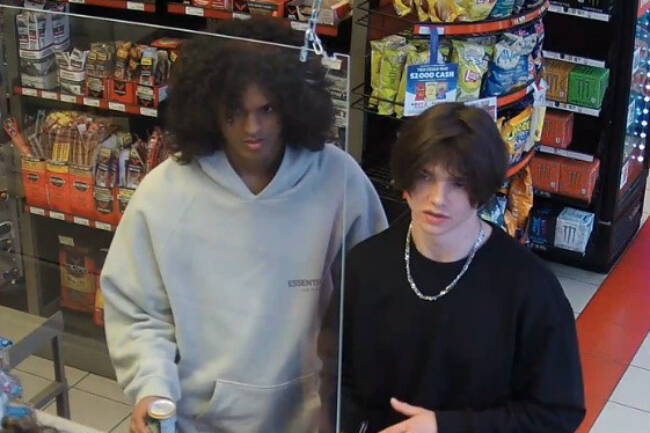 The suspects are both described as 18 to 20 years old and tall with slim builds. (Courtesy Saanich Police Department)