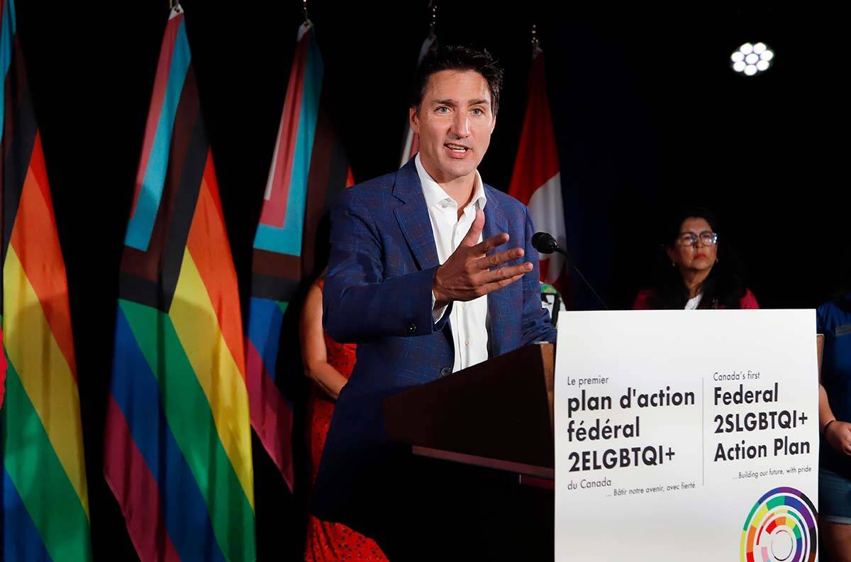 Prime Minister Justin Trudeau announces federal funding for LGBTQ communities in Ottawa on Sunday, August 28, 2022. THE CANADIAN PRESS/ Patrick Doyle