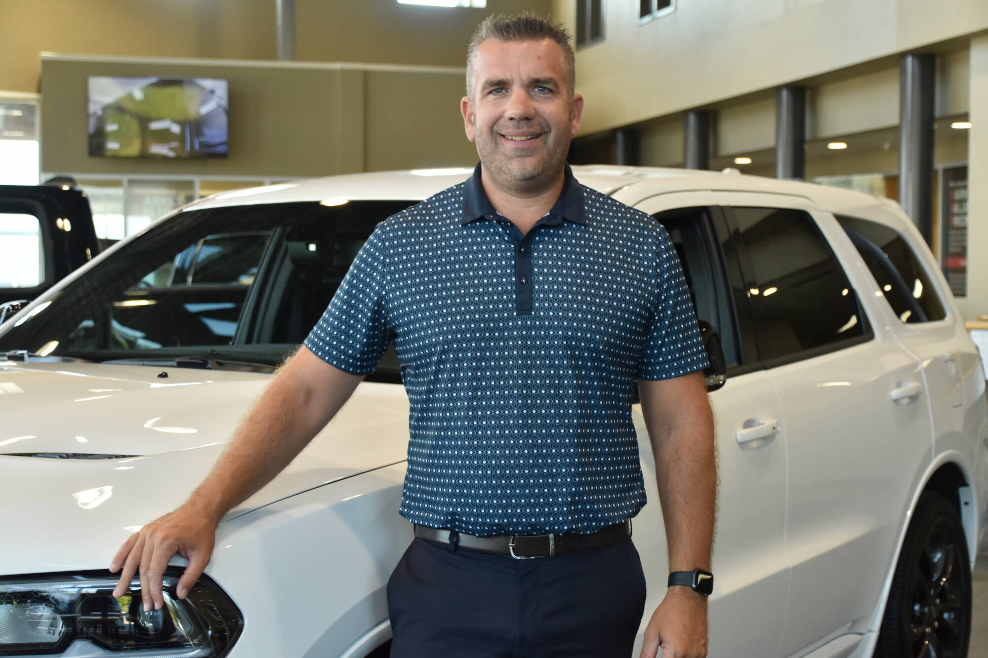 Braby Motors co-owner Chris Davis says the dealership has been lucky with inventory. (Martha Wickett-Salmon Arm Observer)