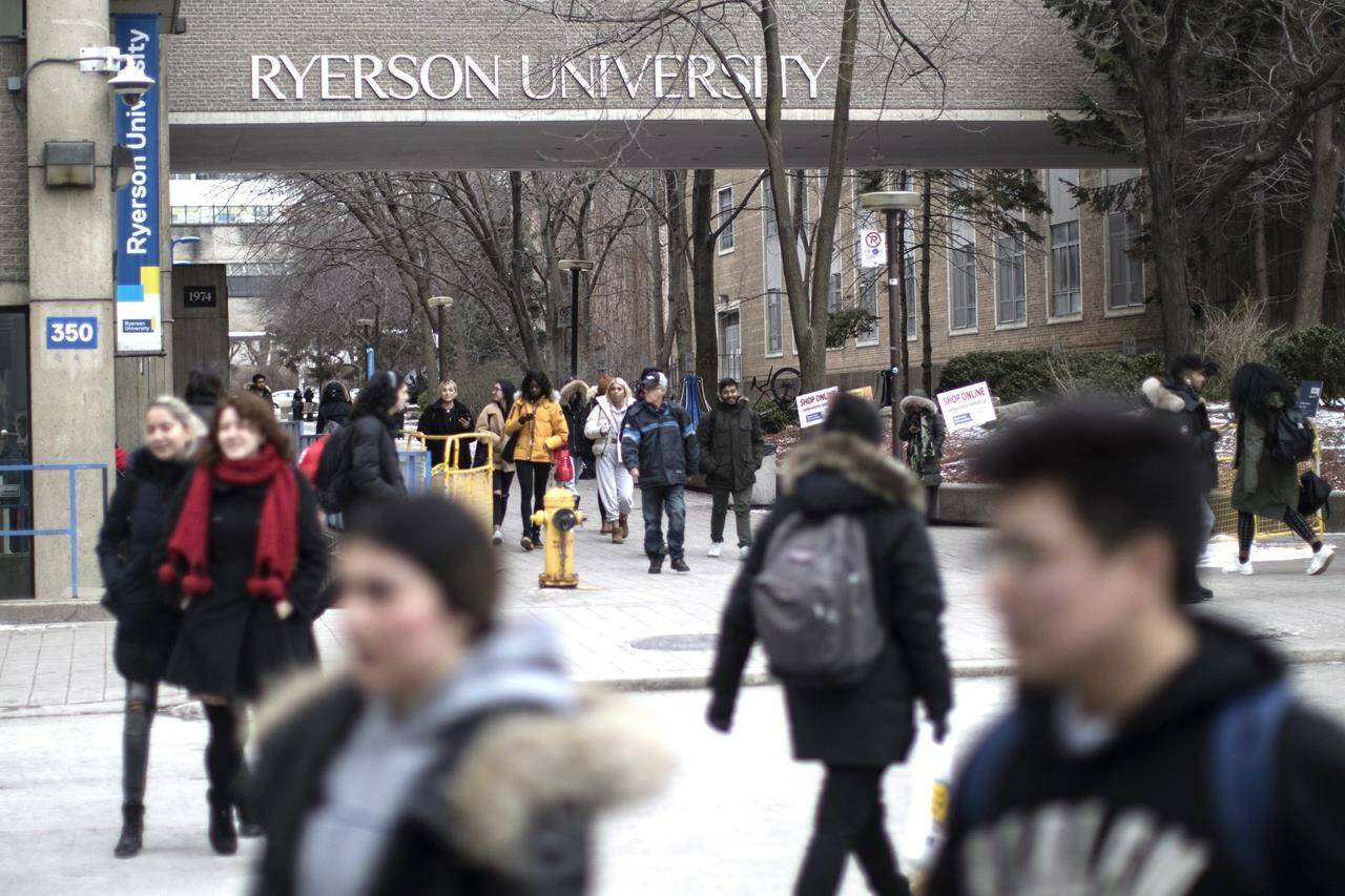 A general view of the Ryerson University campus in Toronto, is seen on Thursday, January 17, 2019. Researchers with RBC are calling for an urgent reset of Canada’s immigration process to keep talented international students in country to fill key labour shortages.THE CANADIAN PRESS/Chris Young
