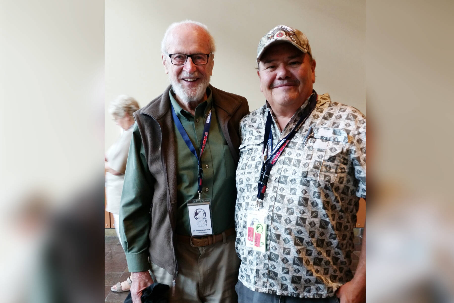 Conference organizaer Thomas Sewid (right) and Dr. John Bindernagel. Photo submitted