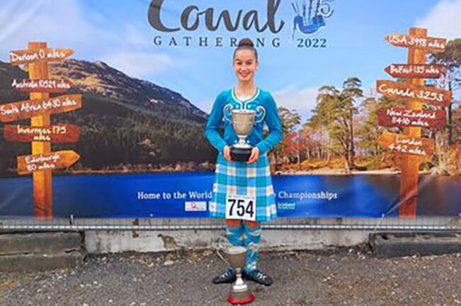 Nanaimo’s Annalise Lam is a world champion in Highland dancing after placing first overall in her junior division at the Cowal Gathering in Dunoon, Scotland this past weekend. (Photo submitted)