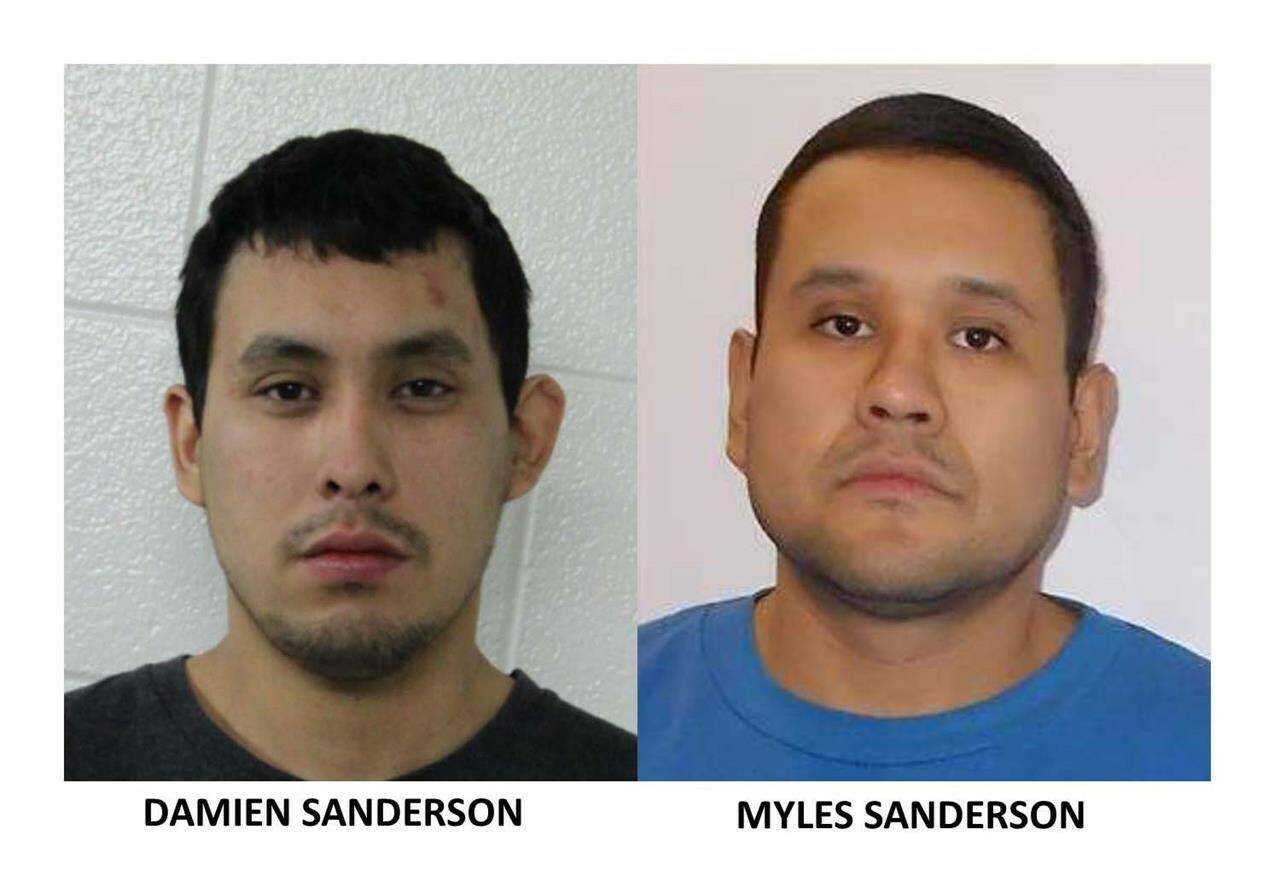 Damien and Myles Sanderson are shown in Saskatchewan RCMP handout photo. Police issued a province-wide alert in Saskatchewan Sunday morning with two suspects on the loose after multiple stabbings in James Smith Cree Nation. THE CANADIAN PRESS/HO-Saskatchewan RCMP