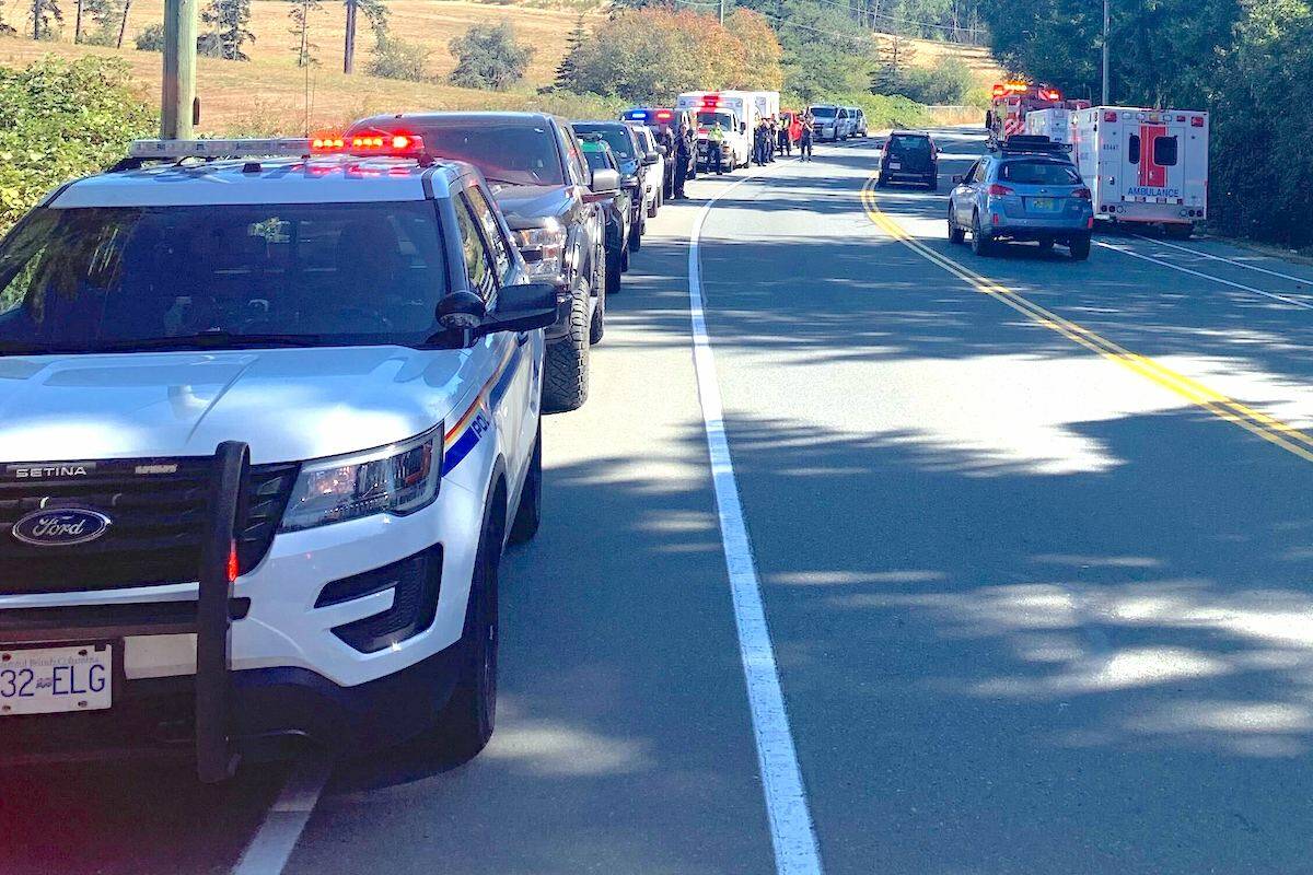 First responders lines up outside Victoria General Hospital on Sept. 7as the last of six officers injured in a June 28 shooting outside a Saanich bank was released from the hospital. (submitted photo)