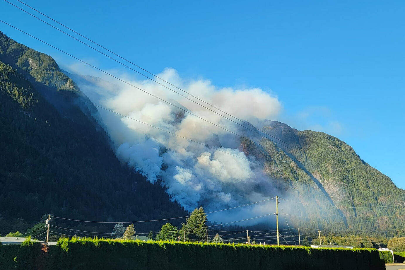 There is a fire burning just west of Hope and is very visible to traffic along Highway 1 Friday morning (Sept. 9). There is no threat to nearby homes, according to officials. (Edward Ryder/Facebook)