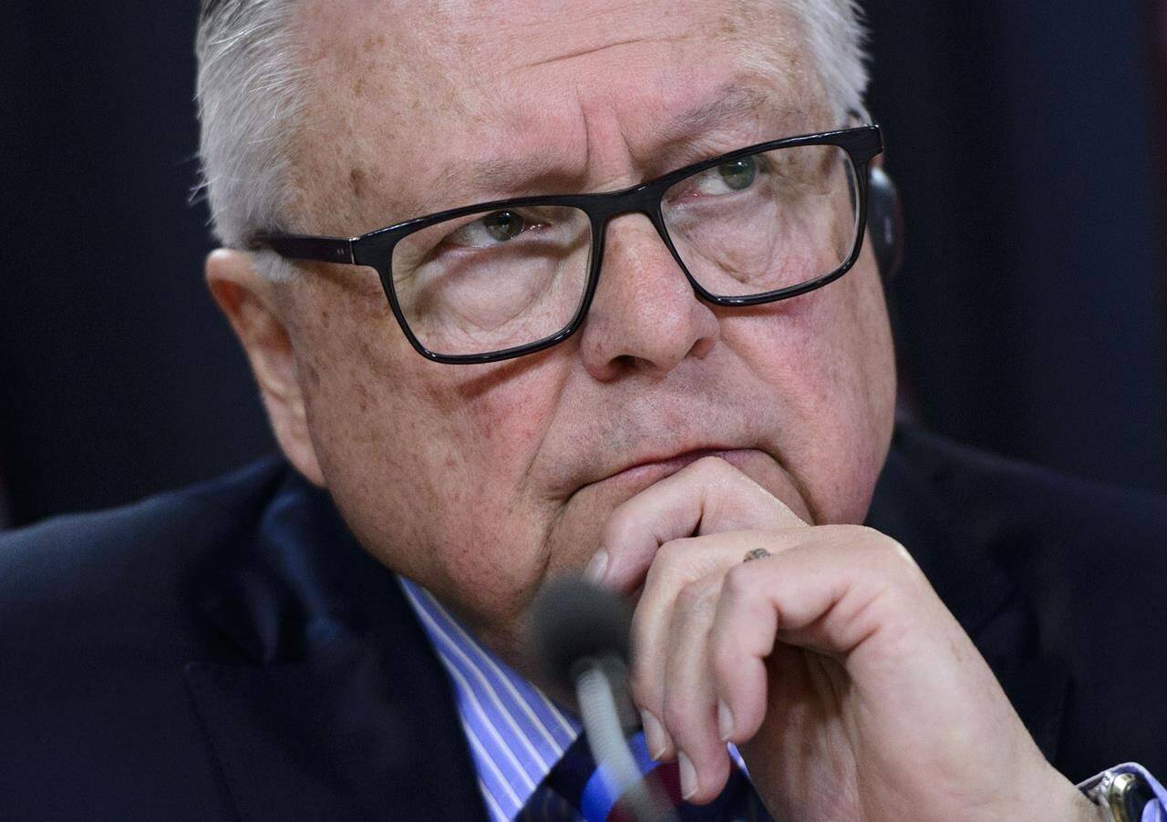 Then-Public Safety and Emergency Preparedness minister Ralph Goodale looks on during a news conference in Ottawa on Tuesday, May 7, 2019. THE CANADIAN PRESS/Sean Kilpatrick