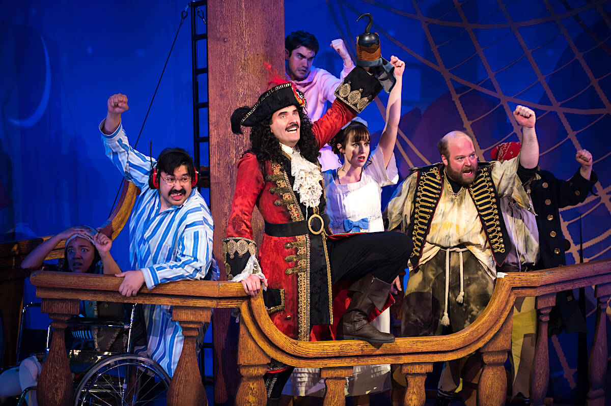 The cast of “Peter Pan Goes Wrong,” a comedy production staged by Arts Club Theatre Company. (Photo: Eric Kozakiewicz)