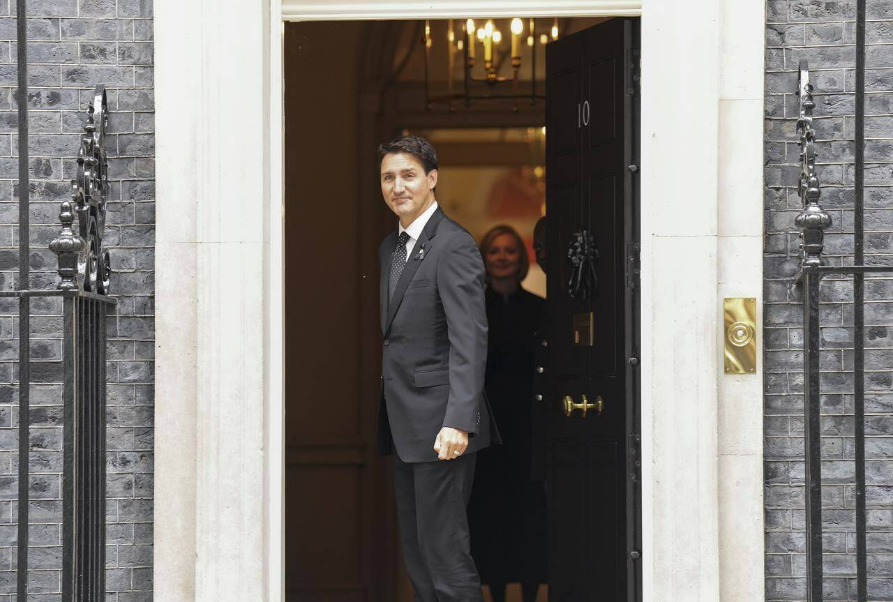 Canadian Prime Minister Justin Trudeau visits 10 Downing Street to meet with British Prime Minister Liz Truss in London on Sunday, September 18, 2022. Trudeau met with his British counterpart Sunday as world leaders converged on London for Queen Elizabeth’s funeral.THE CANADIAN PRESS/Nathan Denette